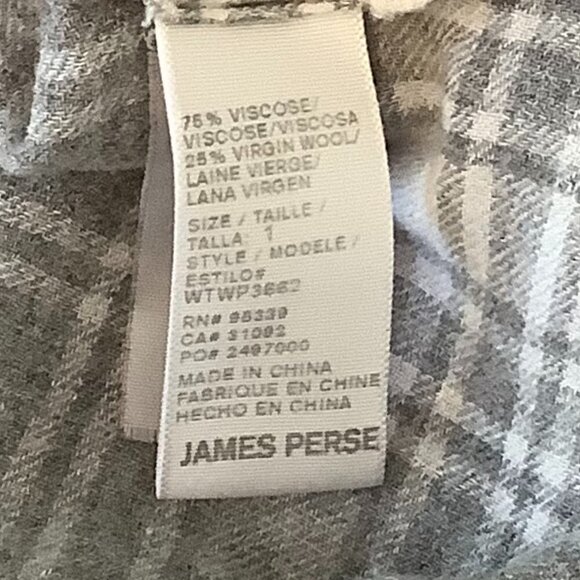 Standard James Perse pullover shirt plaid grey size 1 women's small - Picture 9 of 10